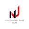 NU uppercase simple red and black line logo letter