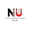 NU uppercase simple red and black logo letter