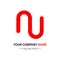 NU uppercase simple red line logo letter