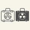 Nuclear case line and glyph icon. Nuclear safety suitcase vector illustration isolated on white. Radiation bag outline
