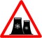 Nuclear energy generator warning triangular road sign caution illustration on white background
