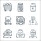 nuclear energy line icons. linear set. quality vector line set such as engineer, radiation, geiger counter, protective wear, ct