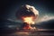 Nuclear explosion of an atom bomb with a mushroom cloud