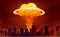 Nuclear Explosion City Cartoon Poster