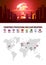 Nuclear Explosion. Infographic of countries possessing nuclear weapons. Vector illustration.