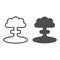 Nuclear explosion line and solid icon. Atomic bomb bang, mushroom shape toxic cloud symbol, outline style pictogram on