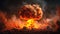 Nuclear explosion mushroom cloud at dusk. Digital art concept