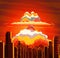 Nuclear explosion, radioactive cloud on city