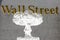 Nuclear explosion on wall street stock exchange sign