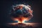 Nuclear mushroom from an atomic bomb on planet view from space. Concept of a global catastrophe armageddon apocalypse