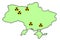 Nuclear power plants map in Ukraine. Existing power units of nuclear power plants of Ukraine