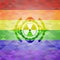 Nuclear, radioactive icon inside lgbt colors emblem