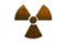 Nuclear Radioactive ionizing radiation nuclear danger symbol constructed of 3D rusty metal grungy isolated on white background