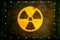 Nuclear radioactive ionizing radiation nuclear danger warning symbol painted on massive rusty metal plate