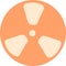 Nuclear sign of radiation and radioactive substances in round frame. Warning symbol of danger
