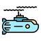 Nuclear submarine icon color outline vector