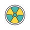 Nuclear symbol caution line and fill style icon