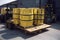 nuclear waste being transported in sealed barrels and crates