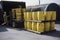 nuclear waste being transported in sealed barrels and crates