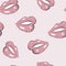 Nude seamless opattern with nude sexy lips. Beauty hand -drawn lips illustration design