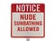 Nude Sunbathing Allowed Sign Isolated