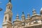 Nuestra SeÃ±ora del Pilar seen against a blue sky. Zaragoza, Spain.