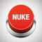NUKE red button on a grunge concrete background. Nuclear bomb launching button, vector illustration