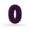 Number 0. Digital sign. Purple fluffy and furry font. 3D