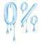 Number 0 and percent sign is made of viscous liquid