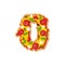 Number 0 pizza font. Italian meal alphabet numeral zero. Lettring fast food