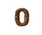 Number 0 of poo or clay isolated on white - bad smell brown alphabet, 3D illustration of symbols