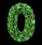 Number 0 zero made of green diamond isolated on black background. 3d