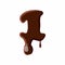 Number 1 from latin alphabet made of chocolate