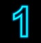 Number 1 neon lights outlined isolated on black
