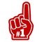 Number 1 one sports fan foam hand with raising forefinger vector icon