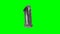Number 1 one year birthday anniversary silver helium balloon floating on green screen -