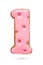 Number 1 pink gingerbread biscuit isolated on white