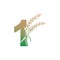 Number 1 with rice plant icon illustration template
