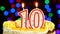 Number 10 Happy Birthday Cake Witg Burning Candles Topper.