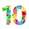 Number 10 icon with colorful polygon pattern