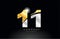 number 11 gold silver grey metal on black background logo