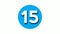 Number 15 fifteen sign symbol animation motion graphics on blue circle