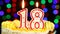 Number 18 Happy Birthday Cake Witg Burning Candles Topper.