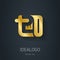 Number 2 Gold logo. Metallic logotype template. Volume Vector il