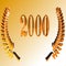 Number 2000 with laurel wreath or honor wreath as a 3D-illustration, 3D-rendering