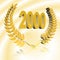 Number 2000 with laurel wreath or honor wreath as a 3D-illustration, 3D-rendering