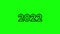Number 2022, Happy New Year. Glowing black lettering appears on a green background. Green screen