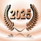 Number 2025 with laurel wreath or honor wreath as a 3D-illustration, 3D-rendering