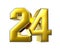 Number 24 interlocked in gold 3D.