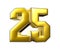 Number 25 interlocked in gold 3D.